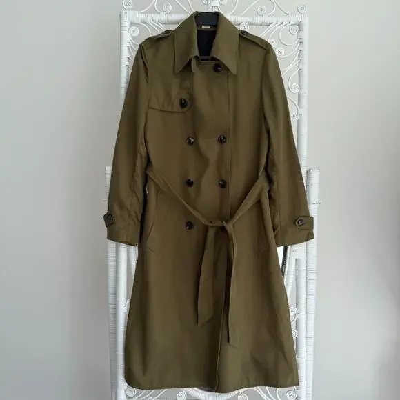 Zadig & Voltaire Trench Coat Medium Green La Parisienne Lyocell Military Belted - Picture 2 of 16